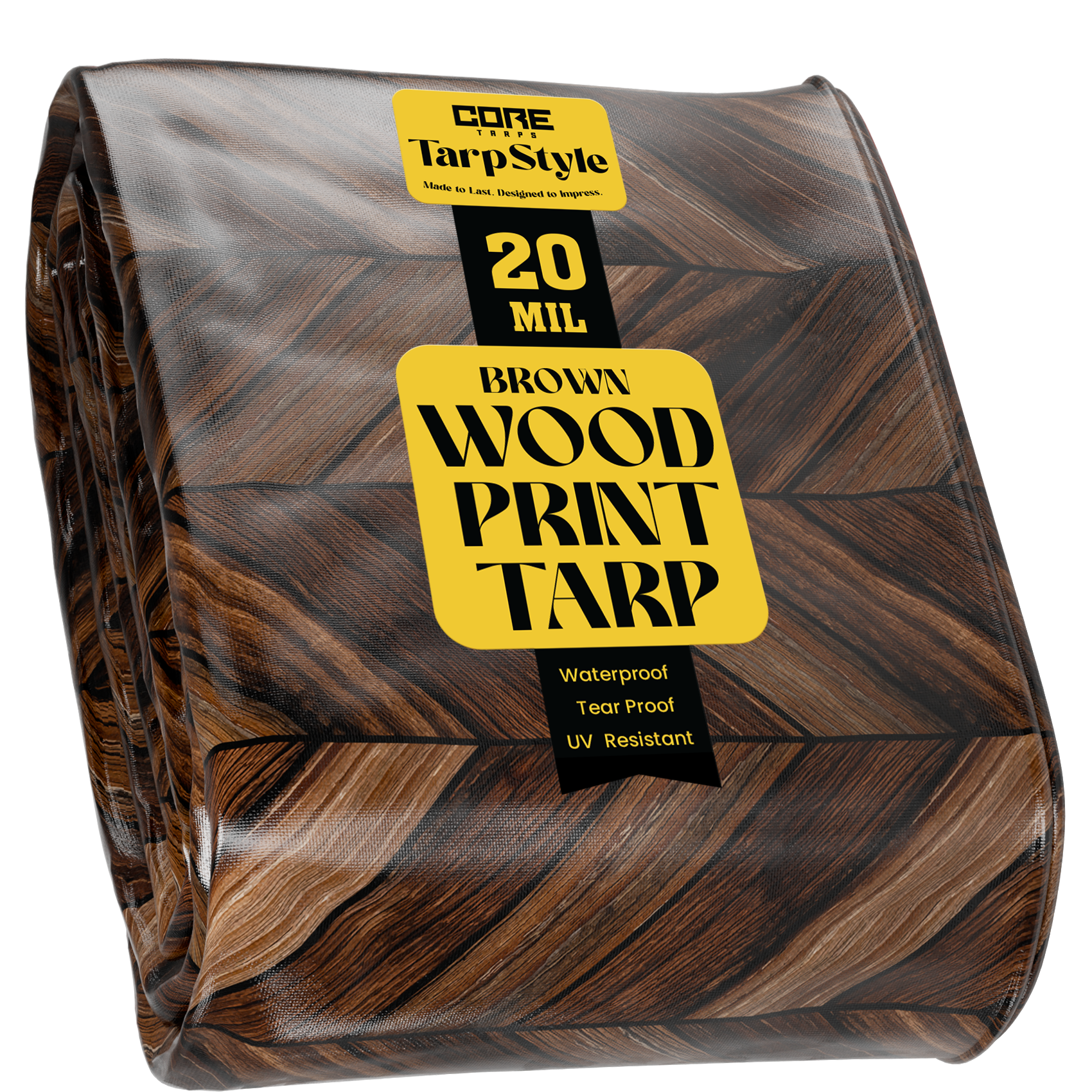 Core Tarps Extreme Heavy Duty 20 Mil Tarp Cover Brown Wood/Black