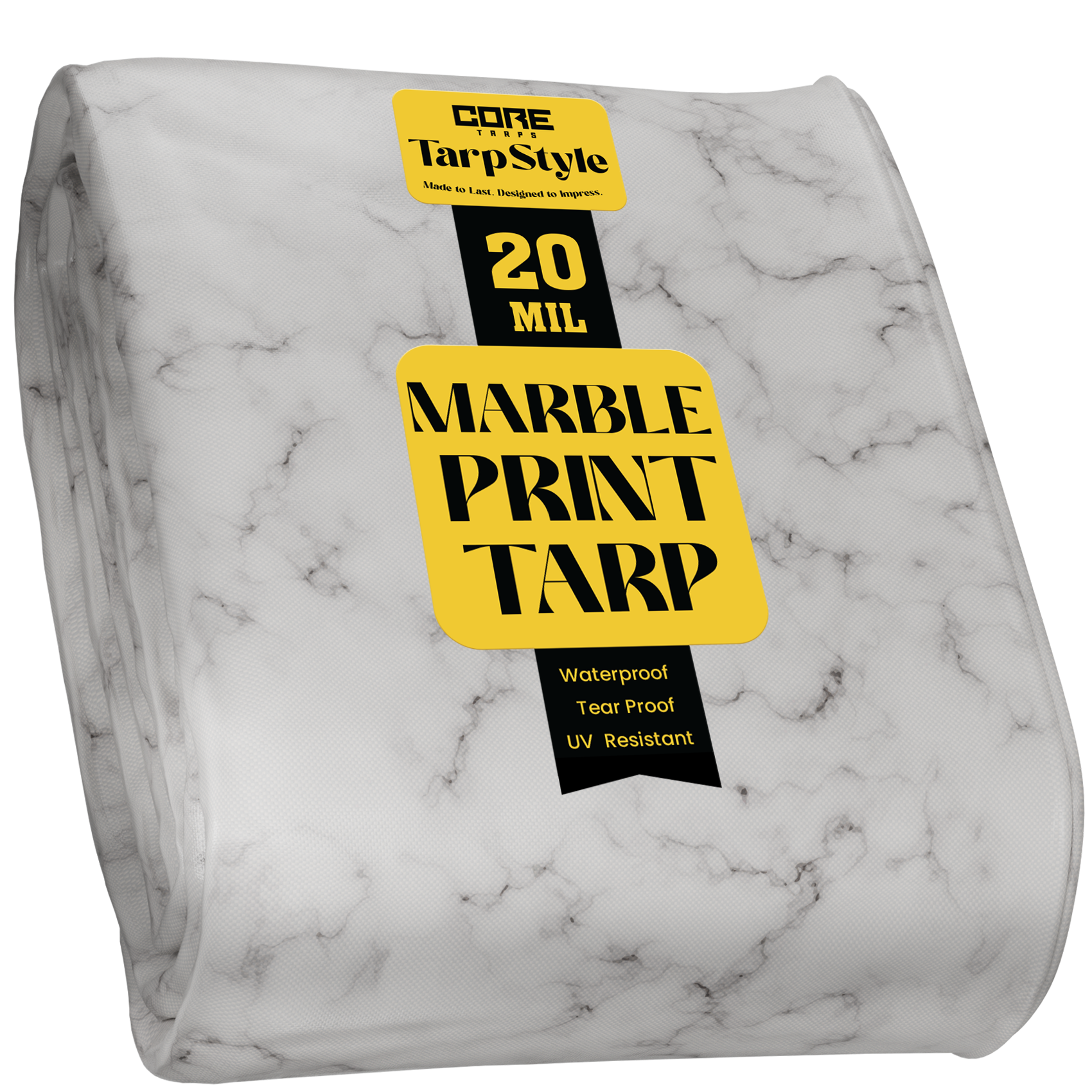 Core Tarps Extreme Heavy Duty 20 Mil Tarp Cover Marble/White