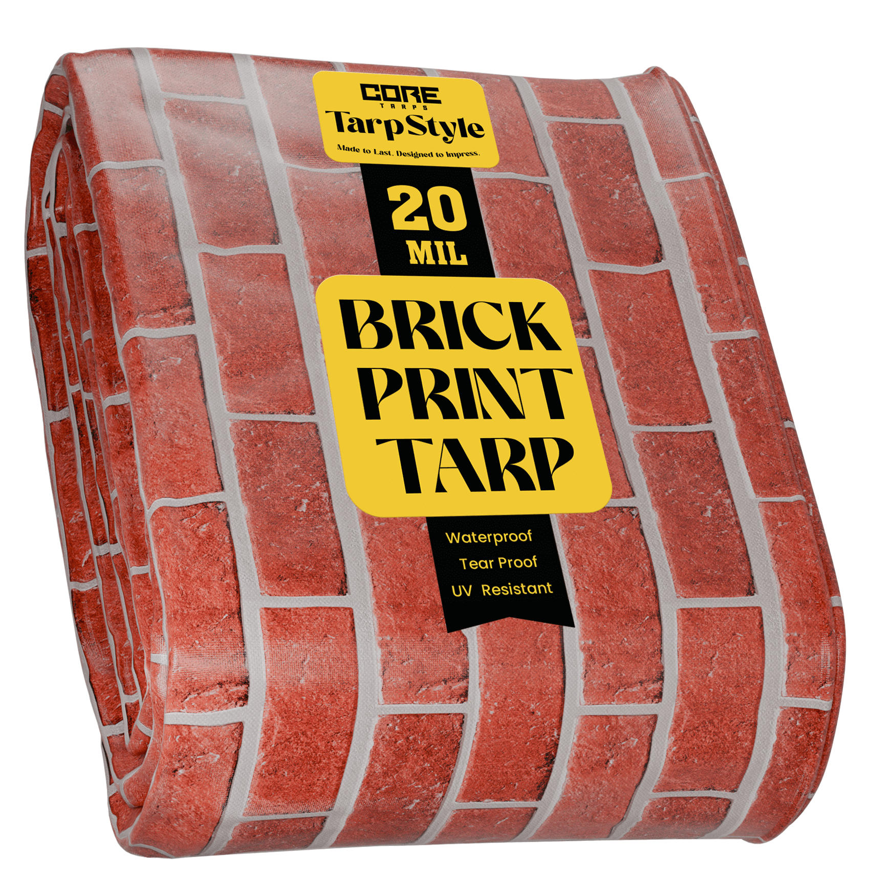 Core Tarps Extreme Heavy Duty 20 Mil Tarp Cover, Waterproof, UV Resistant Bricks/Black 40ft x 60ft, CT-709-40X60