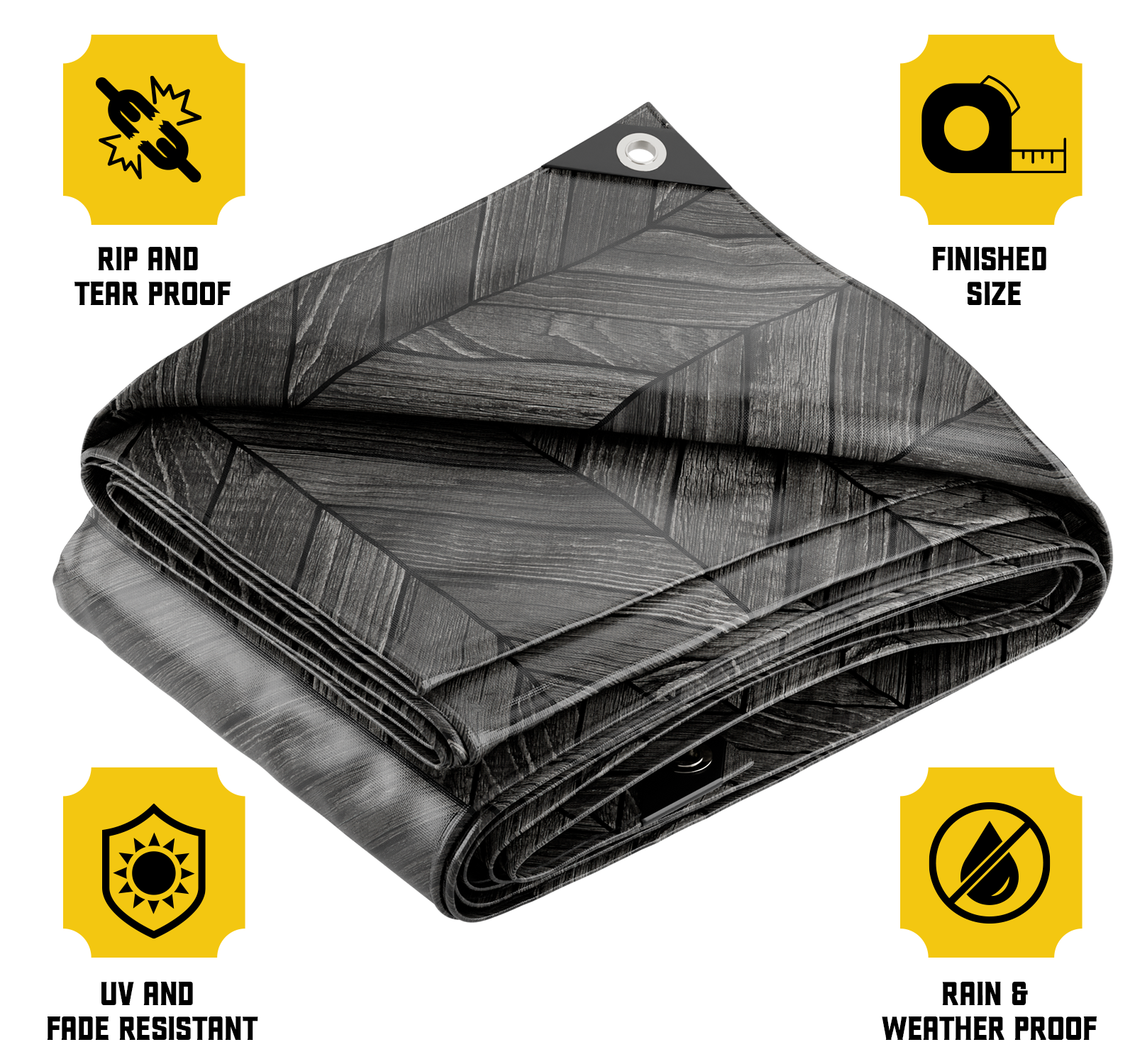 Core Tarps Extreme Heavy Duty 20 Mil Tarp Cover Grey Wood/Black