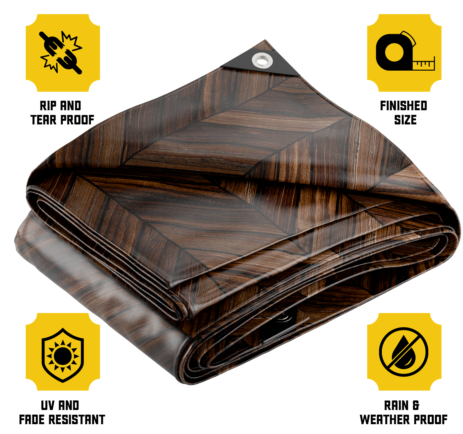 Core Tarps Extreme Heavy Duty 20 Mil Tarp Cover Brown Wood/Black