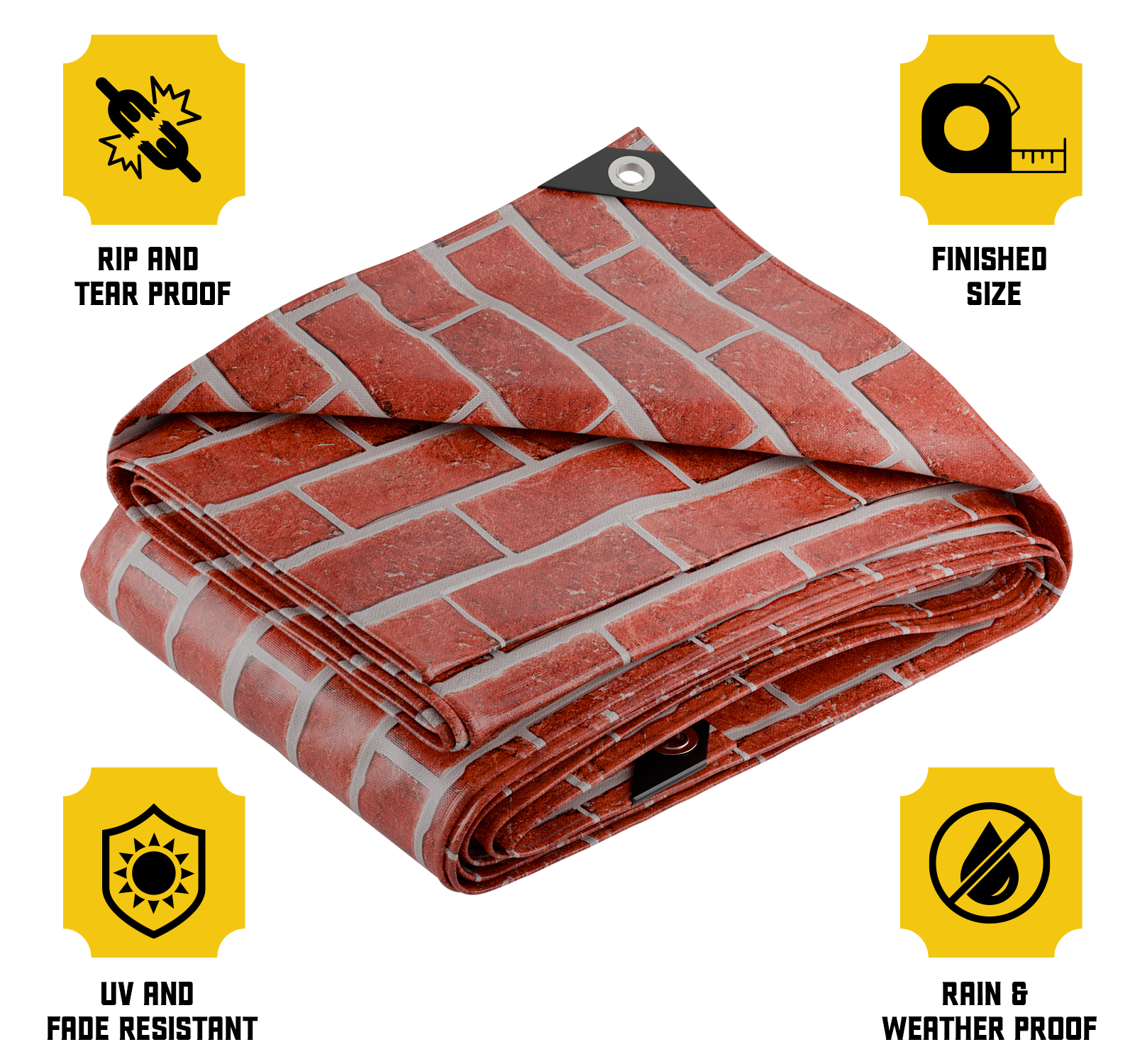 Core Tarps Extreme Heavy Duty 20 Mil Tarp Cover Bricks/Black