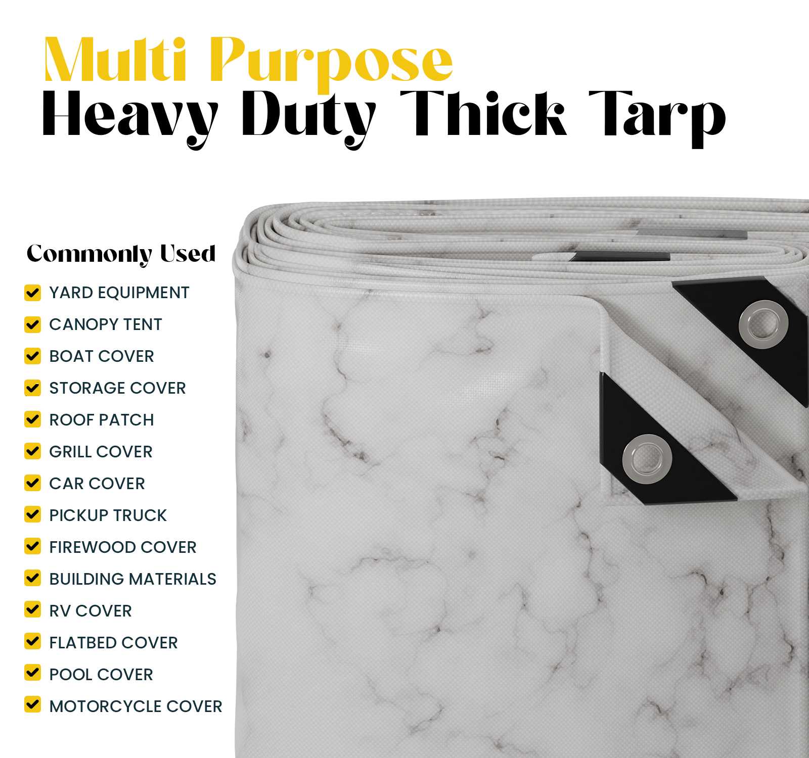 Core Tarps Extreme Heavy Duty 20 Mil Tarp Cover Marble/White