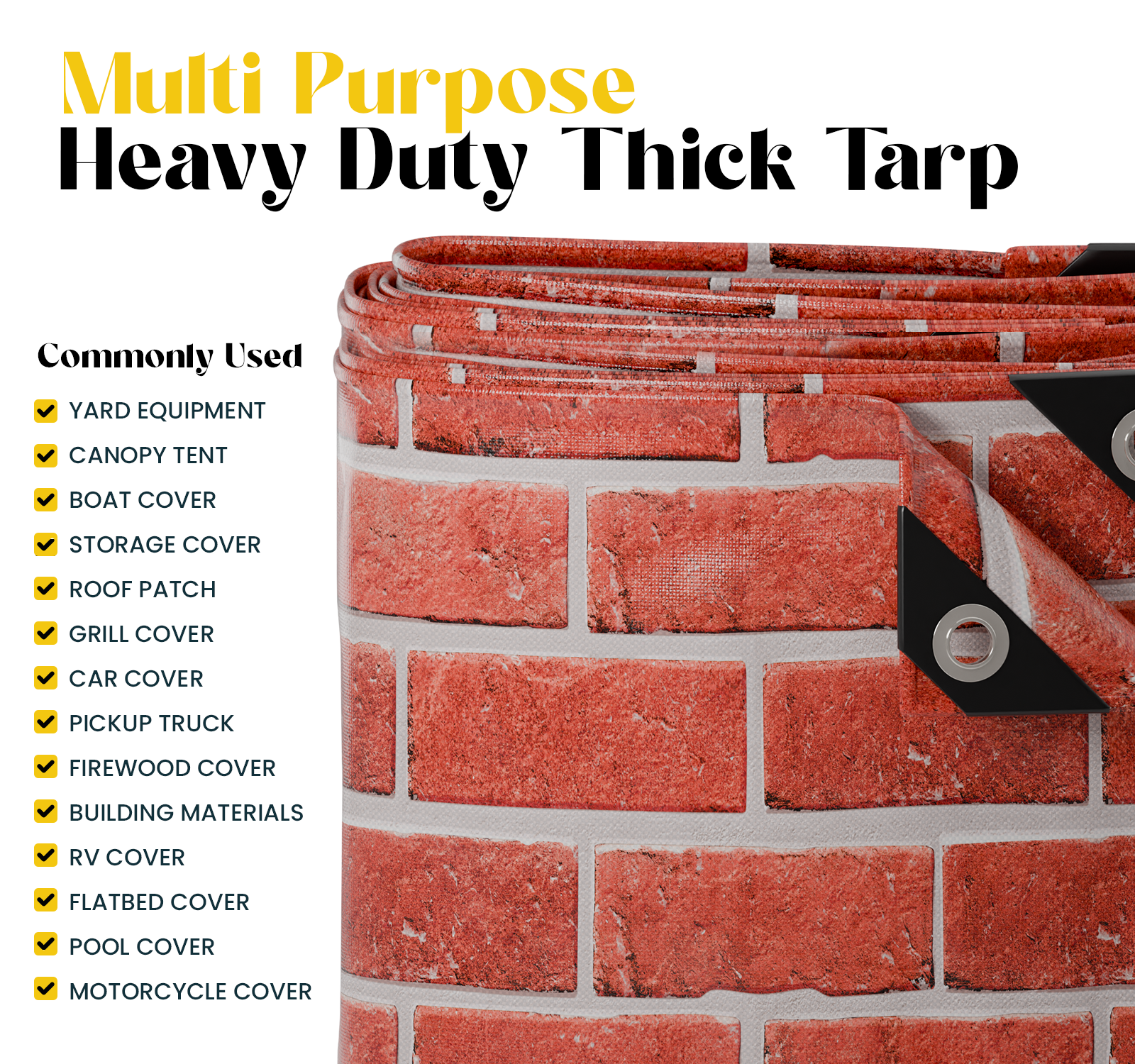 Core Tarps Extreme Heavy Duty 20 Mil Tarp Cover Bricks/Black