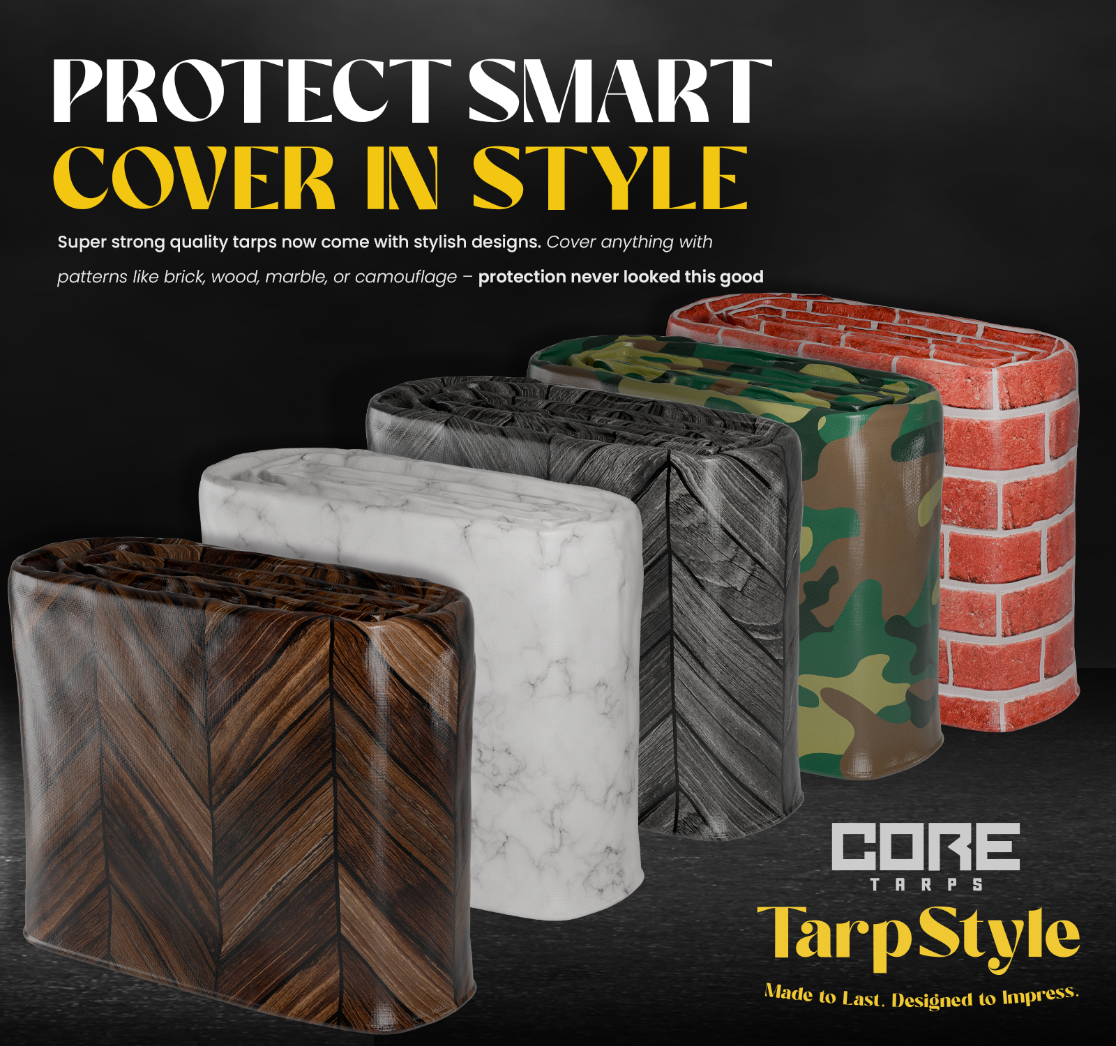 Core Tarps Extreme Heavy Duty 20 Mil Tarp Cover Marble/White