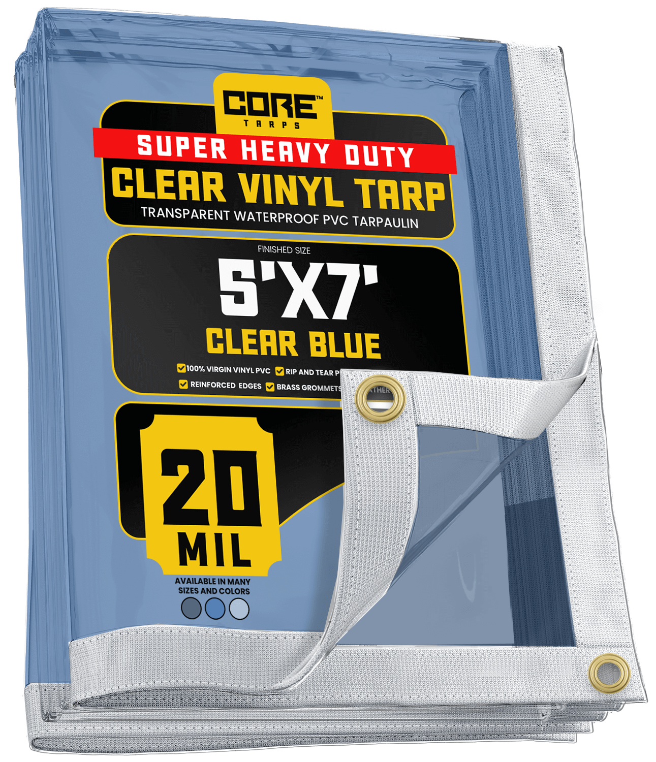 Extreme Heavy Duty 20 Mil Vinyl Tarp Core Tarps Color: Clear Blue Overall Size: 84