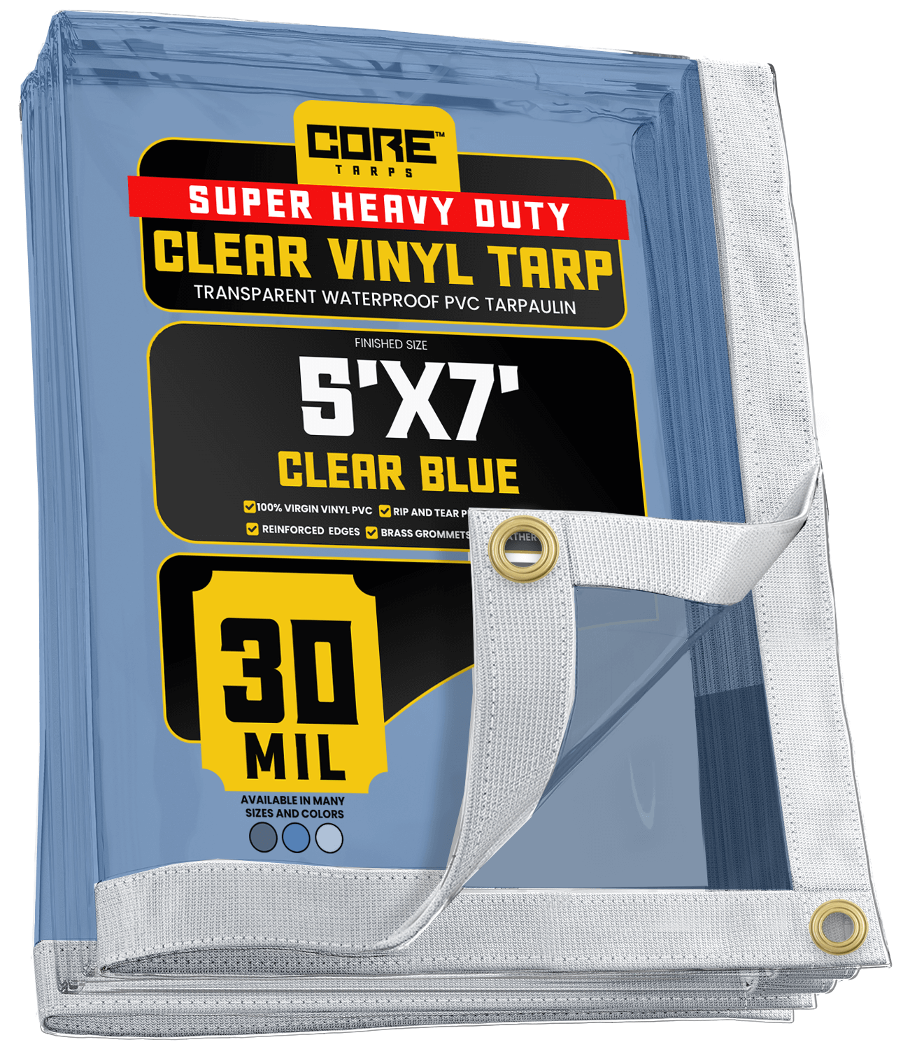 clear vinyl tarps Extreme Heavy Duty 30 Mil Vinyl Tarp Core Tarps Color: Clear Blue Overall Size: 84" H x 60" W x 1" D