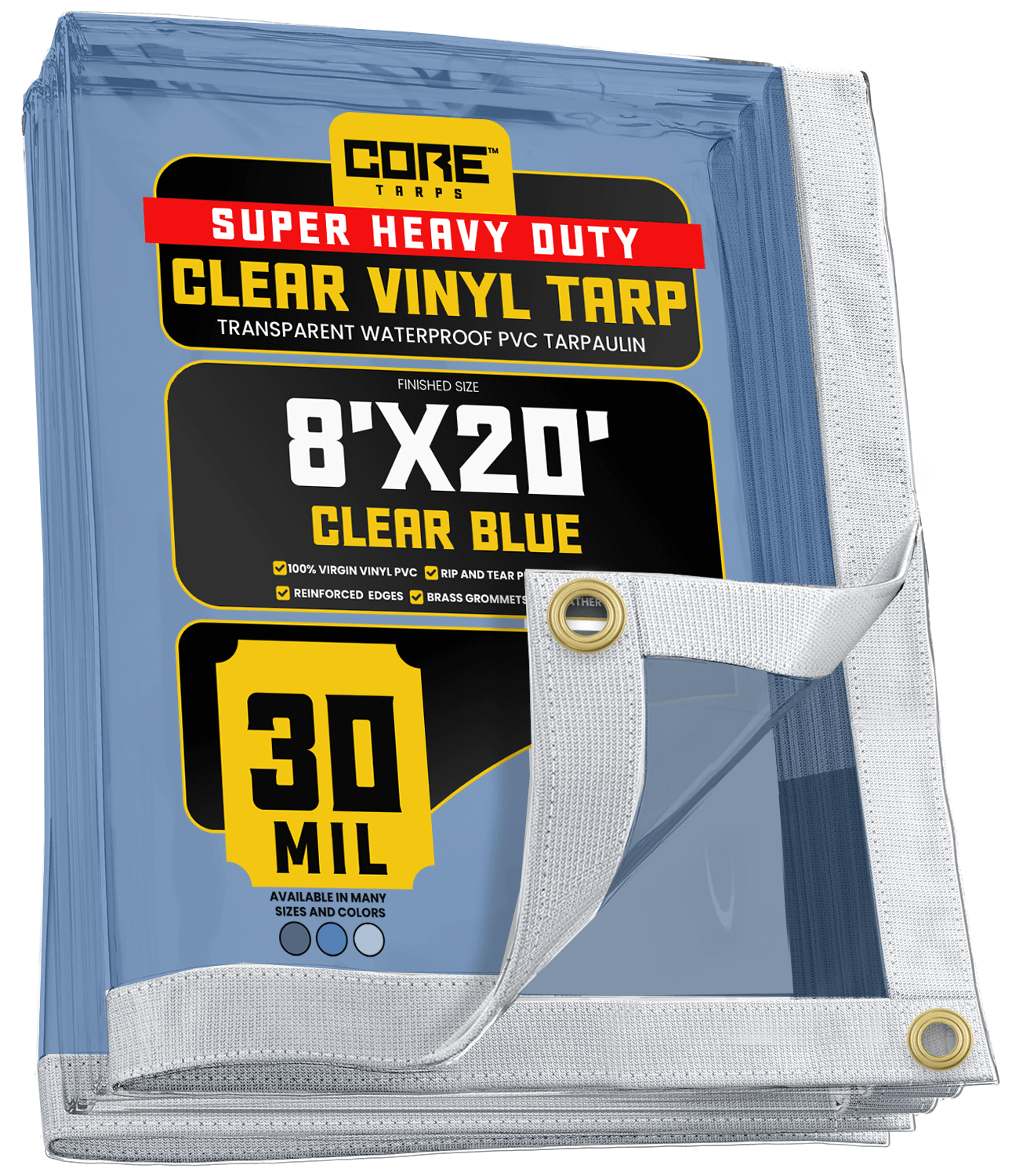 radical tarp Core Tarps 8 ft. x 20 ft. Clear Blue Extreme Heavy Duty 30 Mil Vinyl Tarp
