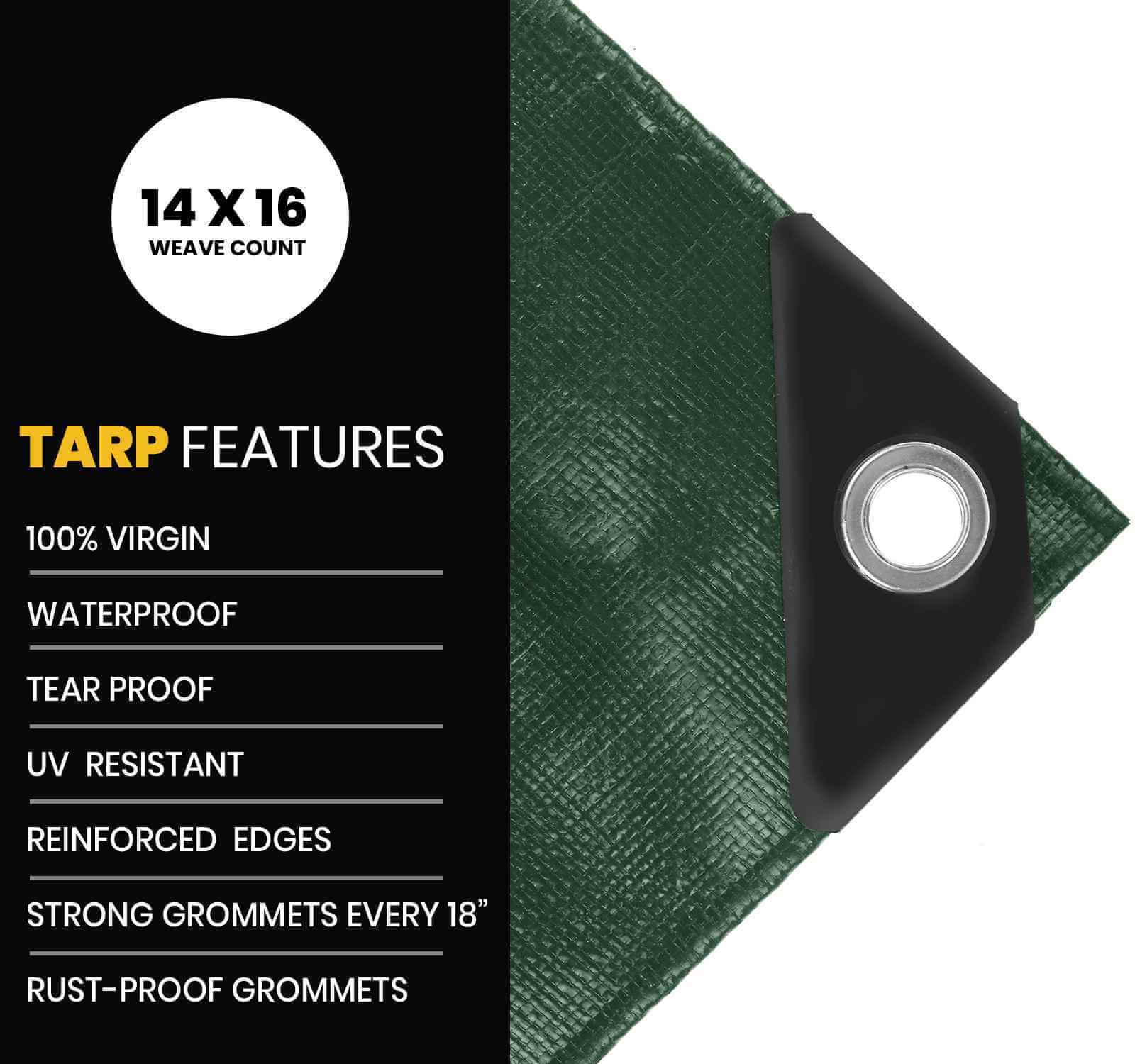 PROTARP Extra Heavy Duty Green/Black 16 Mil Tarp Cover | Brix Tarps