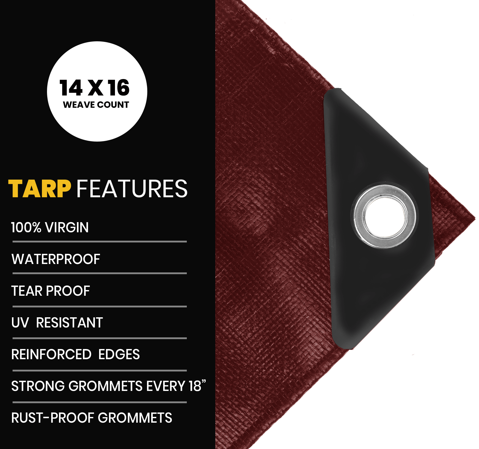 PROTARP Extra Heavy Duty Maroon/Black 16 Mil Tarp Cover | Brix Tarps