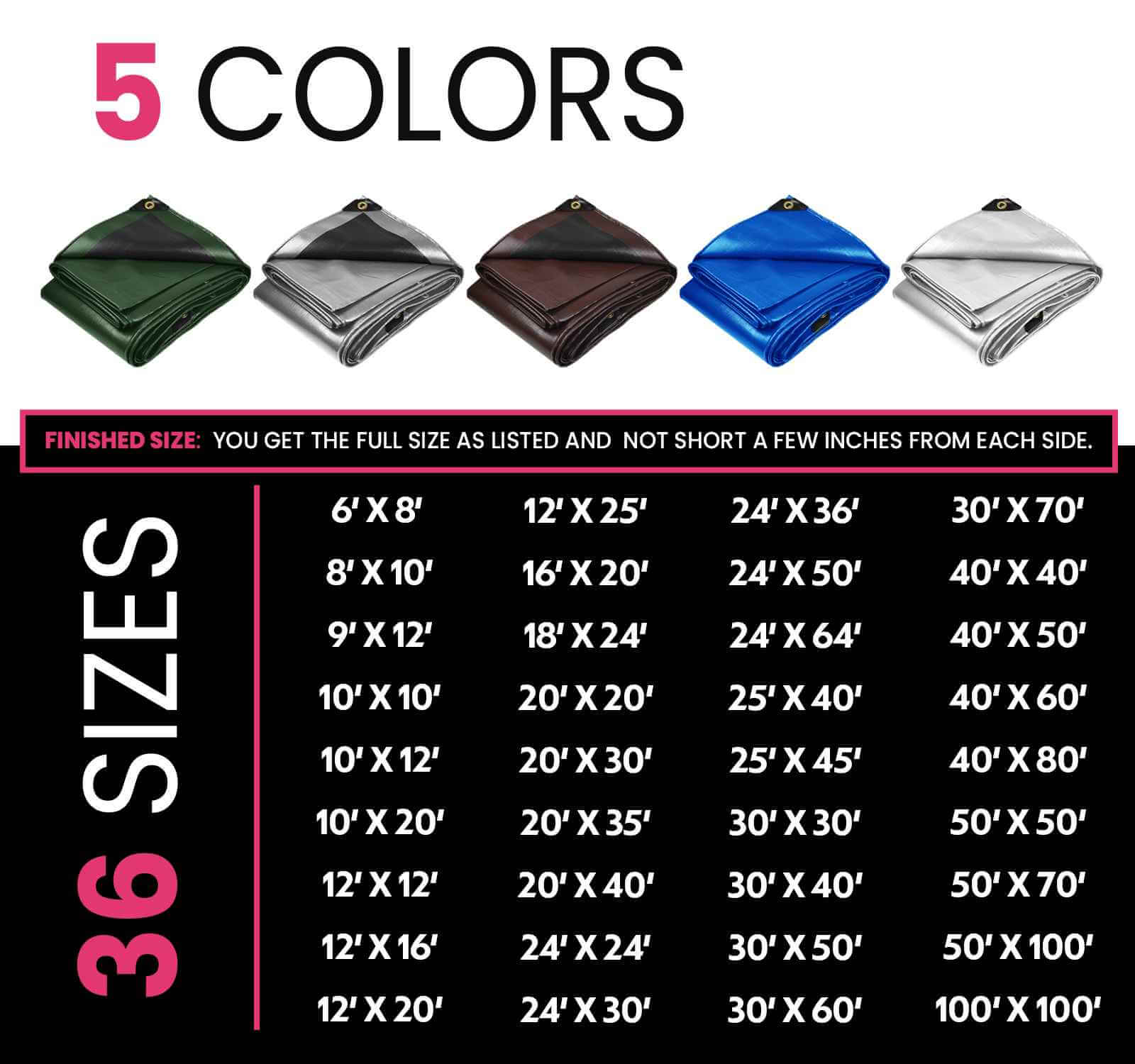 oates tarp PROTARP Heavy Duty Tarp, 20 ft x 35 ft, 22 Mil, Green/Black, Polyethylene, PT-203-20X35