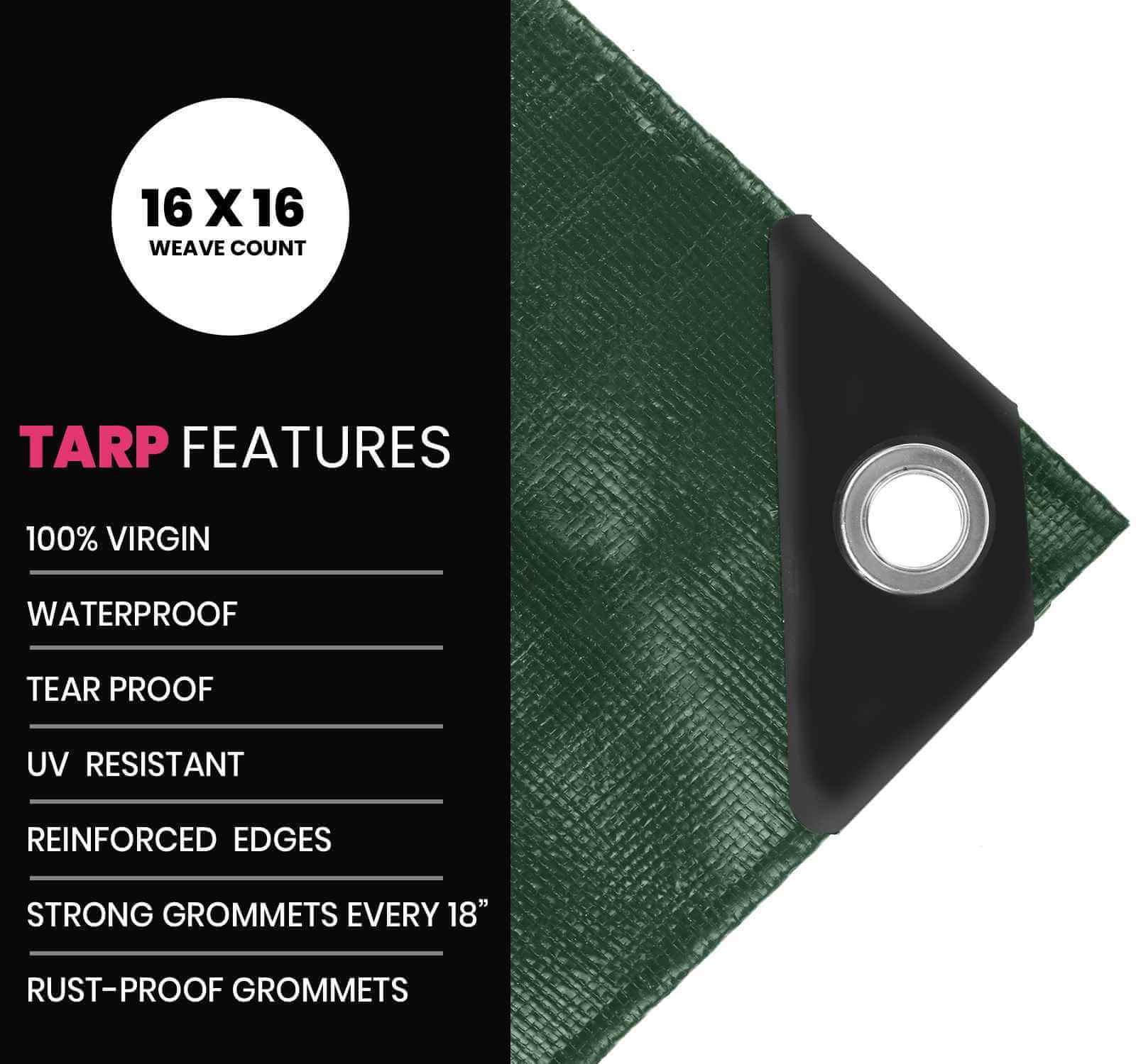 tarp to cover PROTARP Heavy Duty Tarp, 20 ft x 35 ft, 22 Mil, Green/Black, Polyethylene, PT-203-20X35