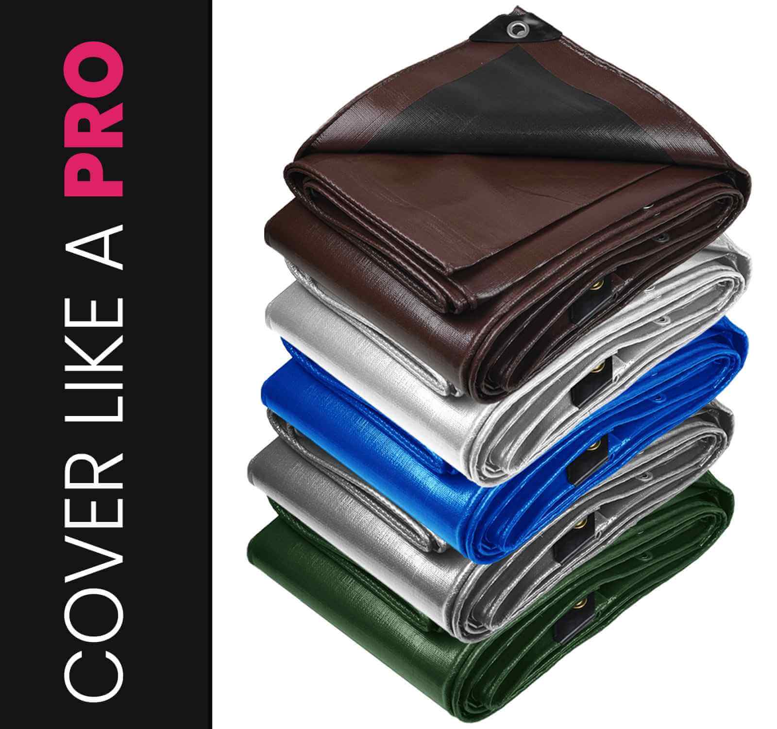 oates tarp PROTARP Heavy Duty Tarp, 20 ft x 35 ft, 22 Mil, Green/Black, Polyethylene, PT-203-20X35