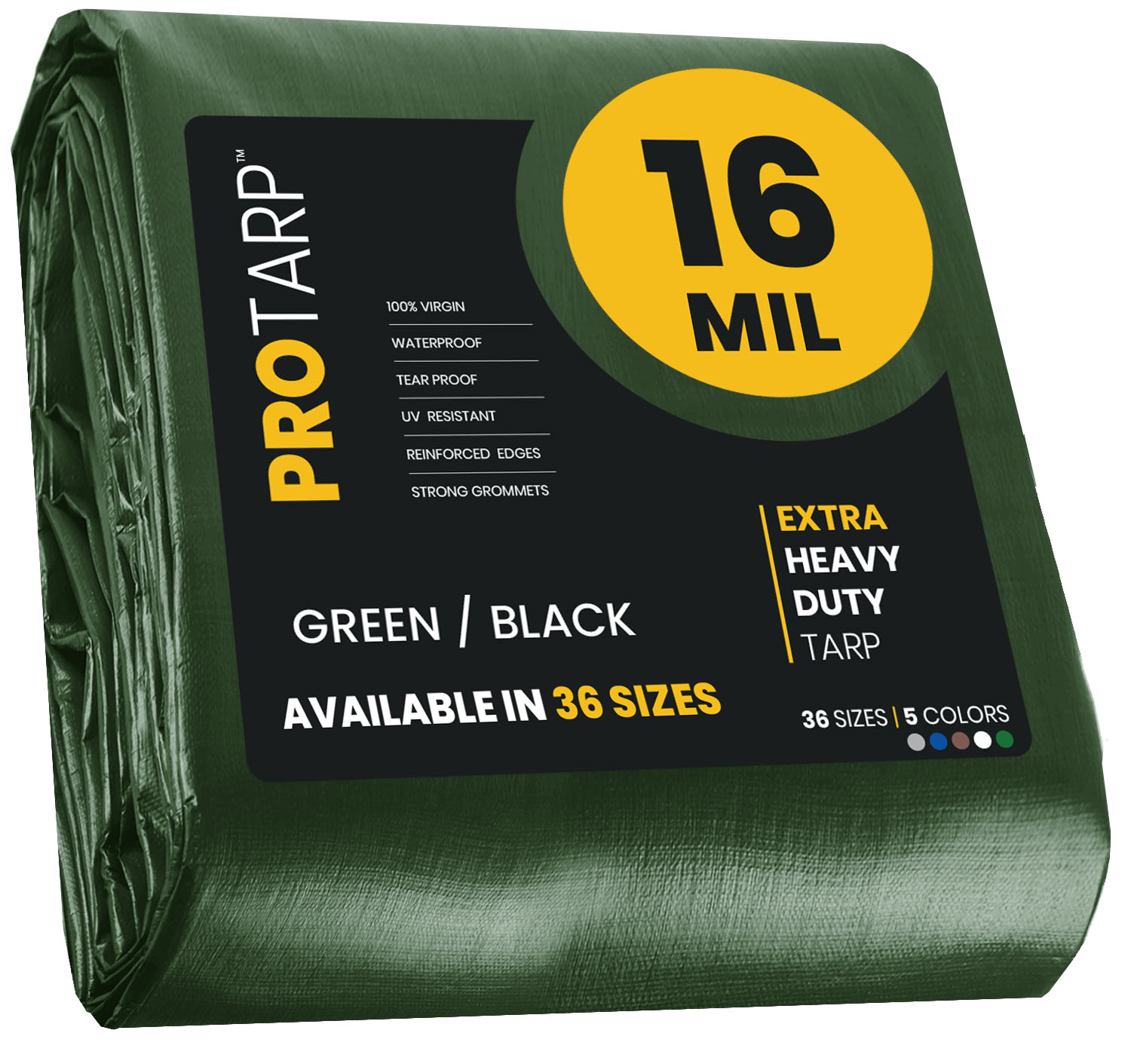 PROTARP Extra Heavy Duty Green/Black 16 Mil Tarp Cover | Brix Tarps