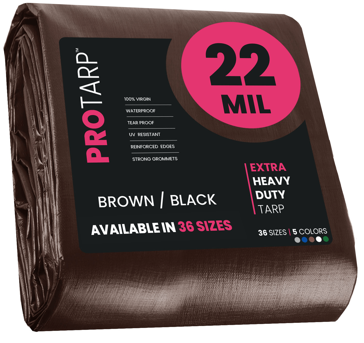 tarp cool dark PROTARP 24 ft. x 64 ft. Tarp, 22 Mil, Brown/Black
