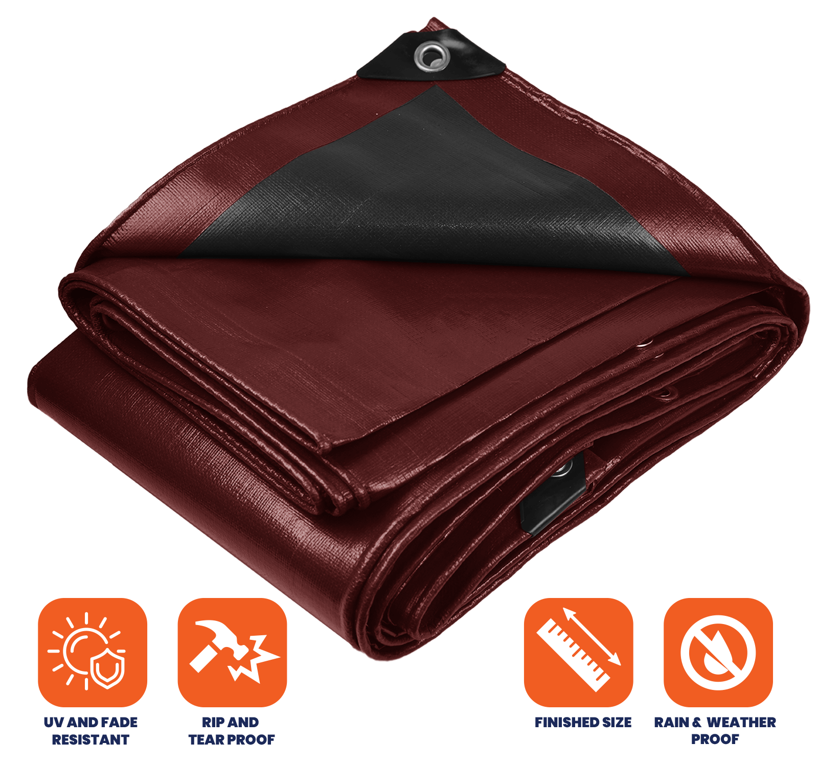 Tarpco Safety Extra Heavy Duty Maroon/Black 14 Mil Tarp Cover | Brix Tarps