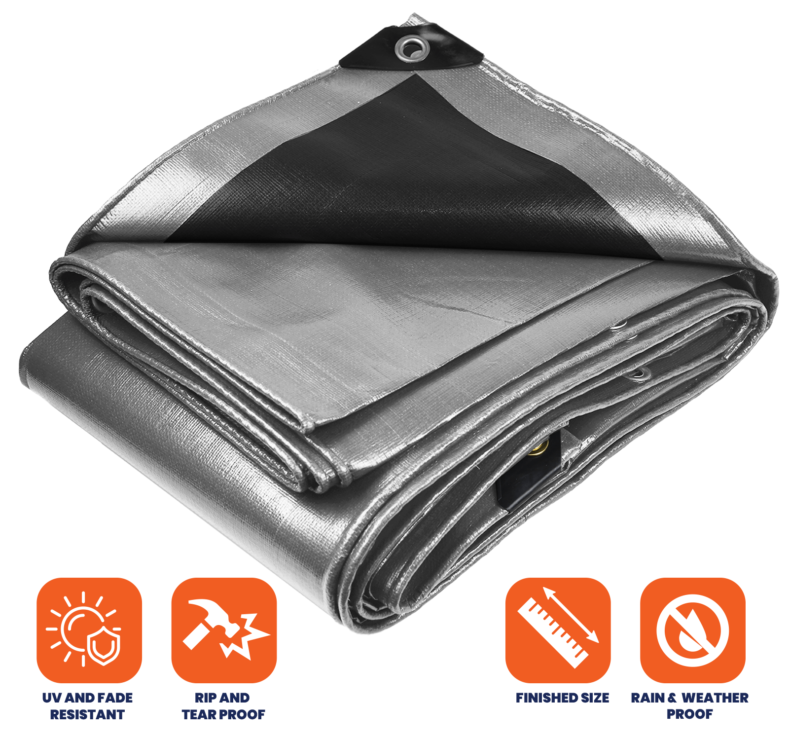 Tarpco Safety Extra Heavy Duty Silver/Black 14 Mil Tarp. | Brix Tarps