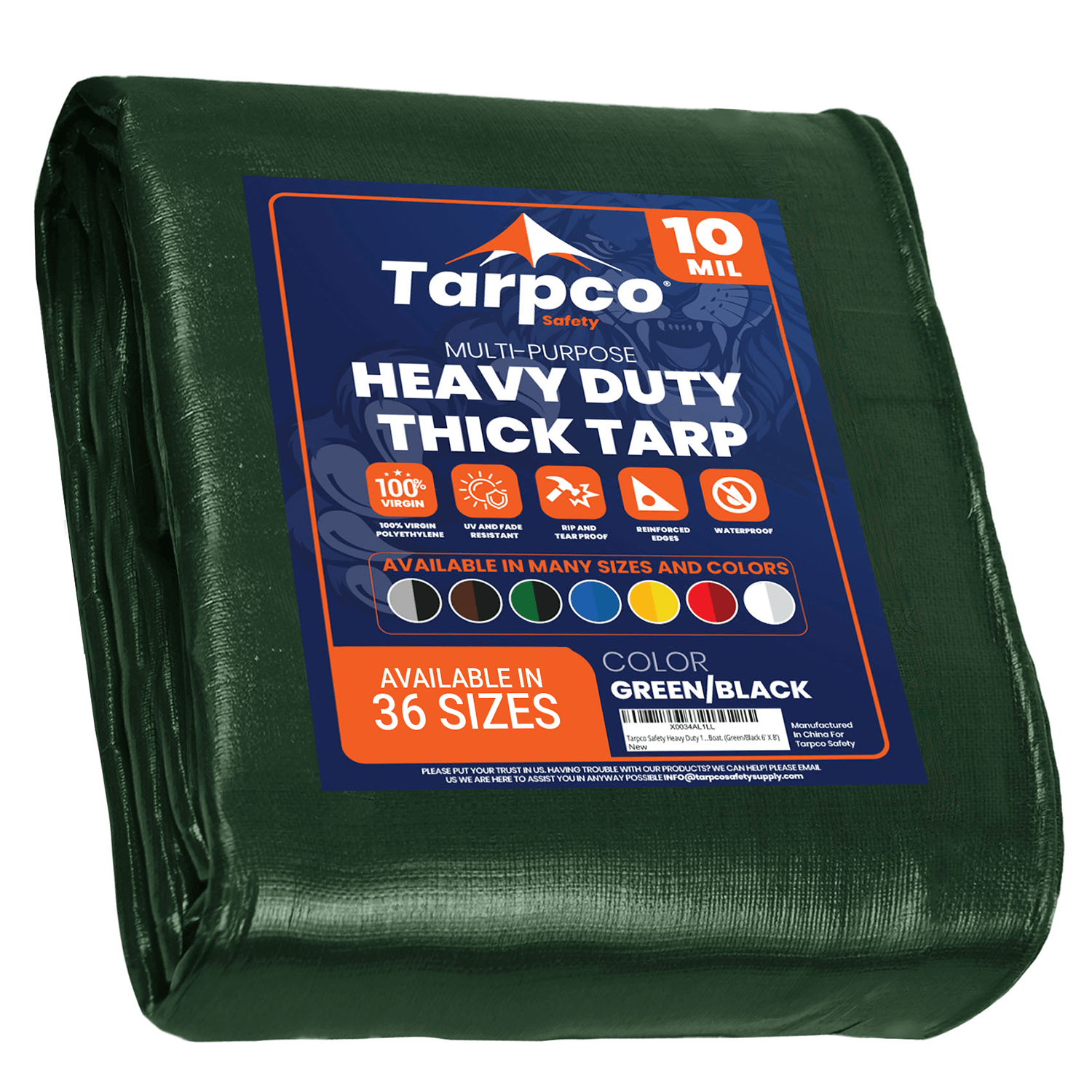 Tarpco Safety Heavy Duty Green/Black 10 Mil Tarp. | Brix Tarps