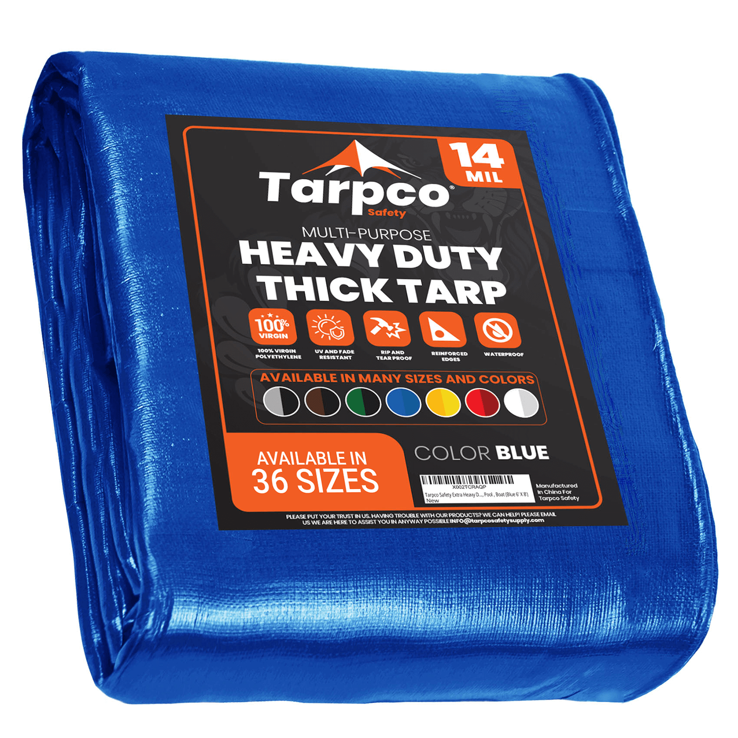 Tarpco Safety Extra Heavy Duty Blue 14 Mil Tarp. | Brix Tarps