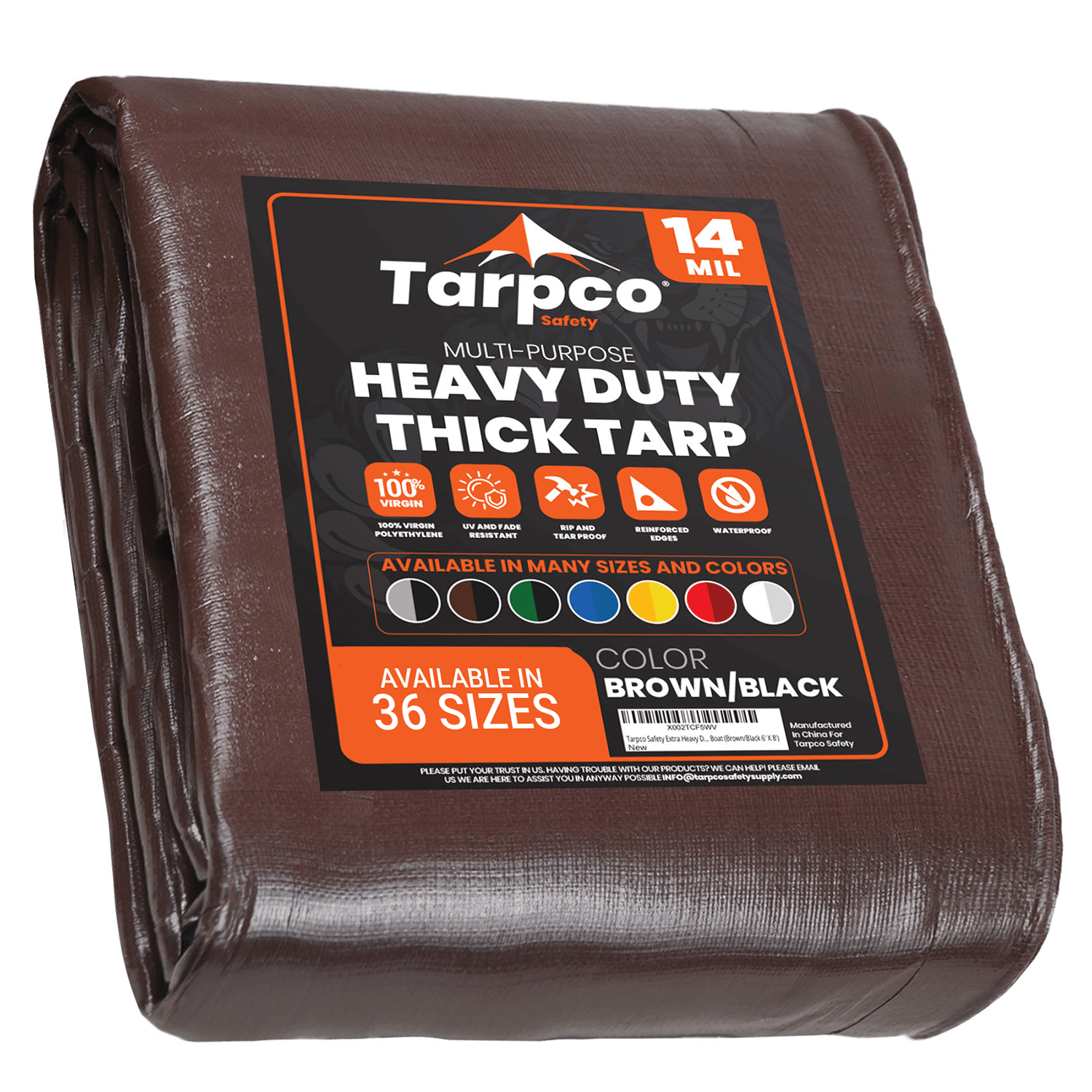 Tarpco Safety Extra Heavy Duty Brown/Black 14 Mil Tarp. | Brix Tarps