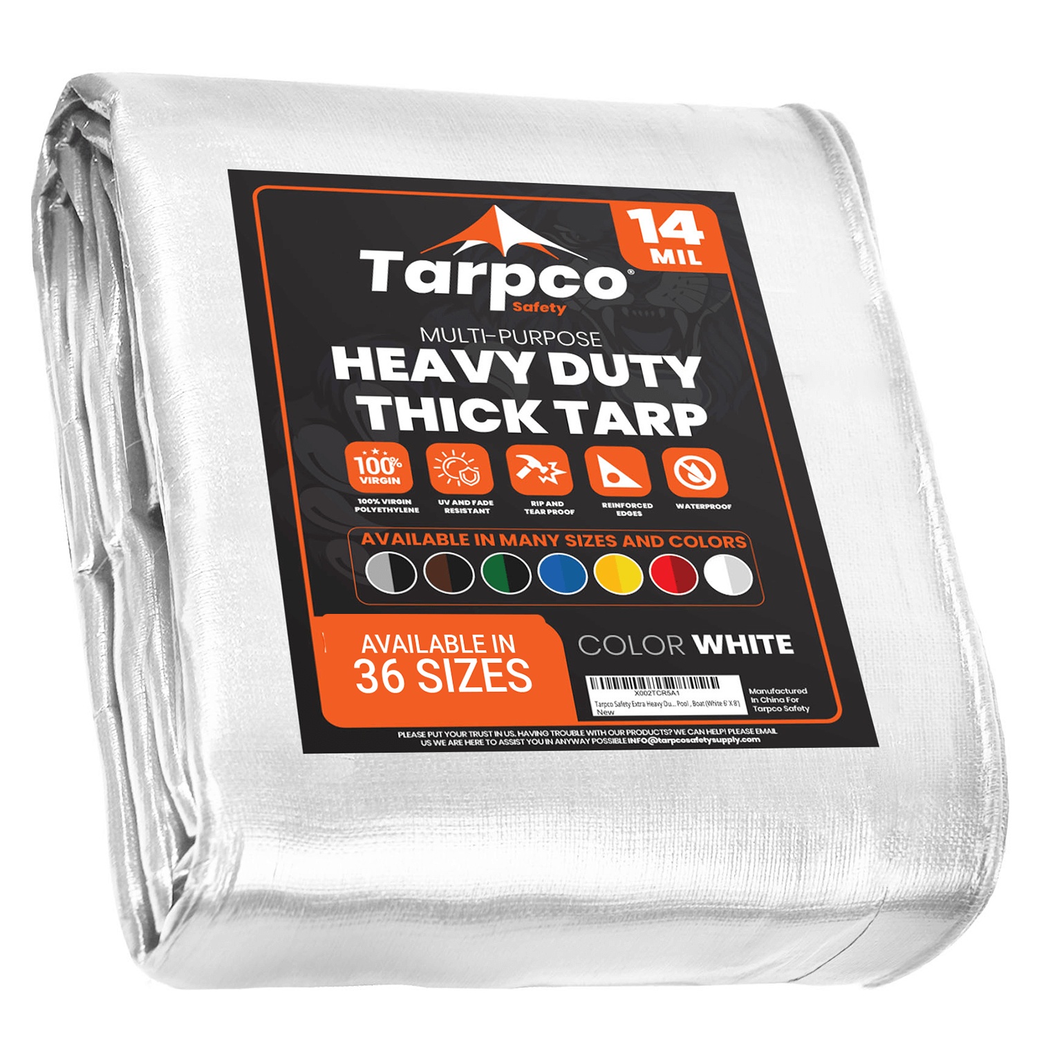 Tarpco Safety Extra Heavy Duty White 14 Mil Tarp. | Brix Tarps