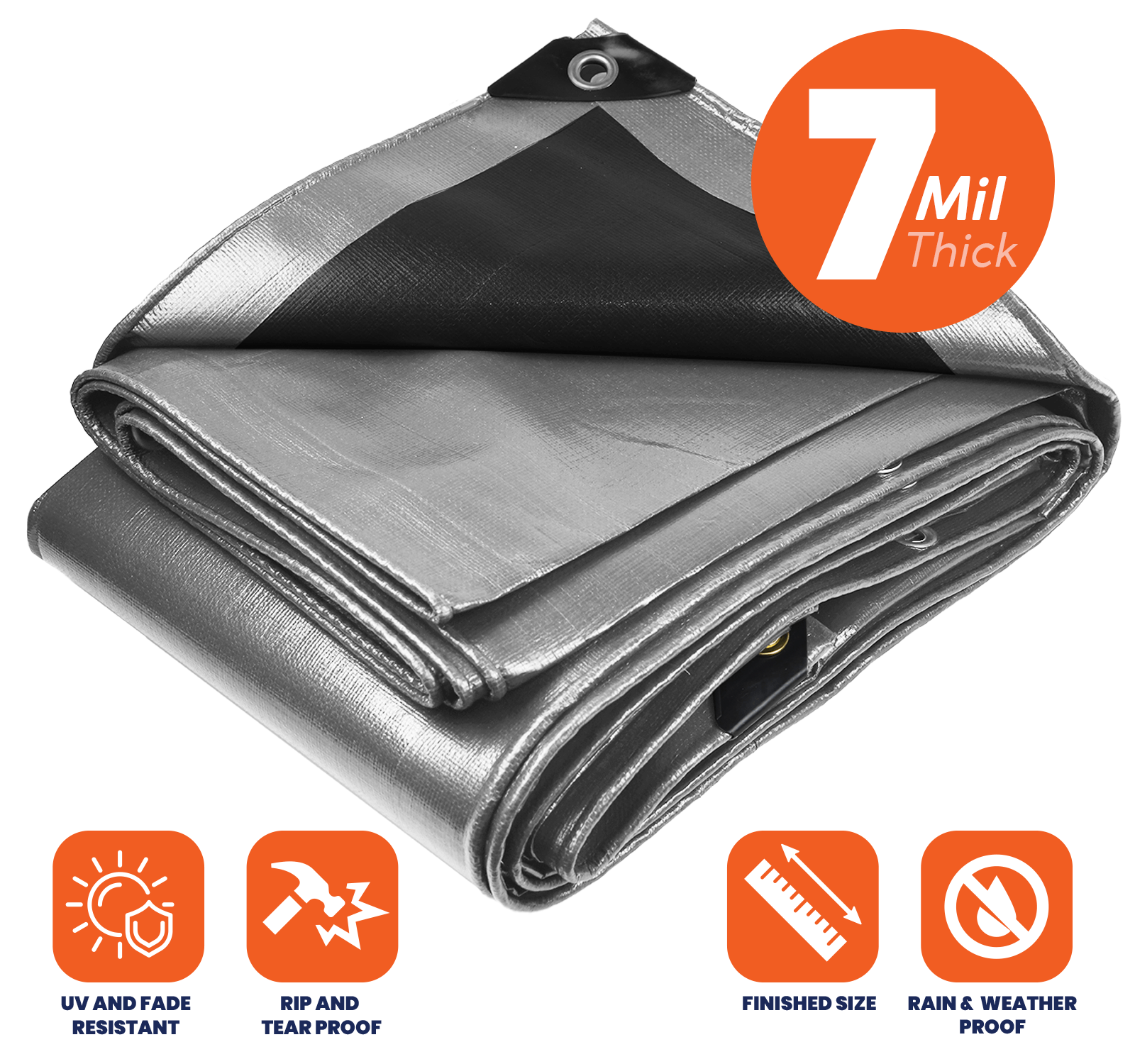 Tarpco Safety Heavy Duty Silver/Black 7 Mil Tarp. | Brix Tarps