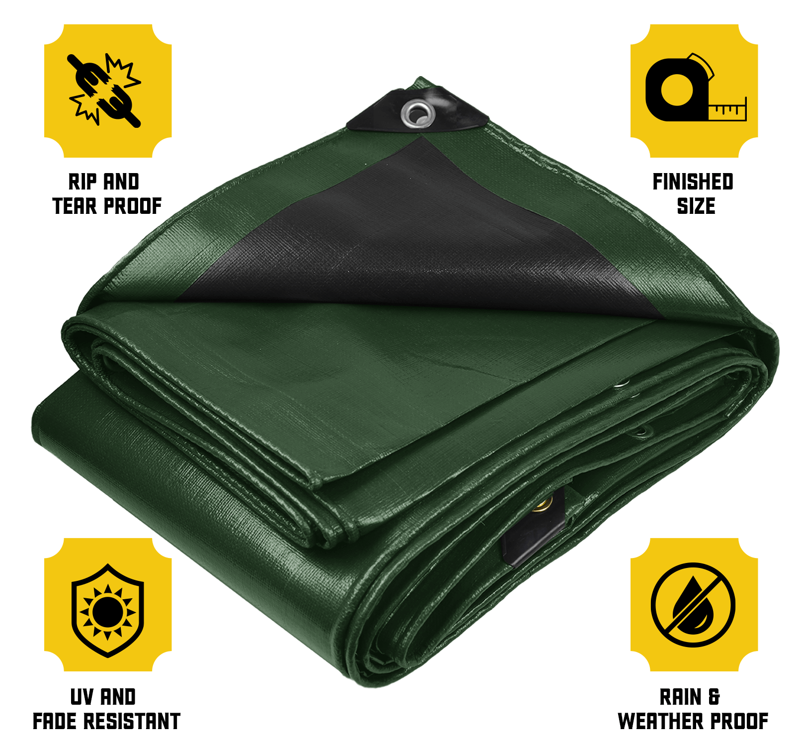 Core Tarps 24 x 50ft. Tarp, 5 Mil, Green/Black