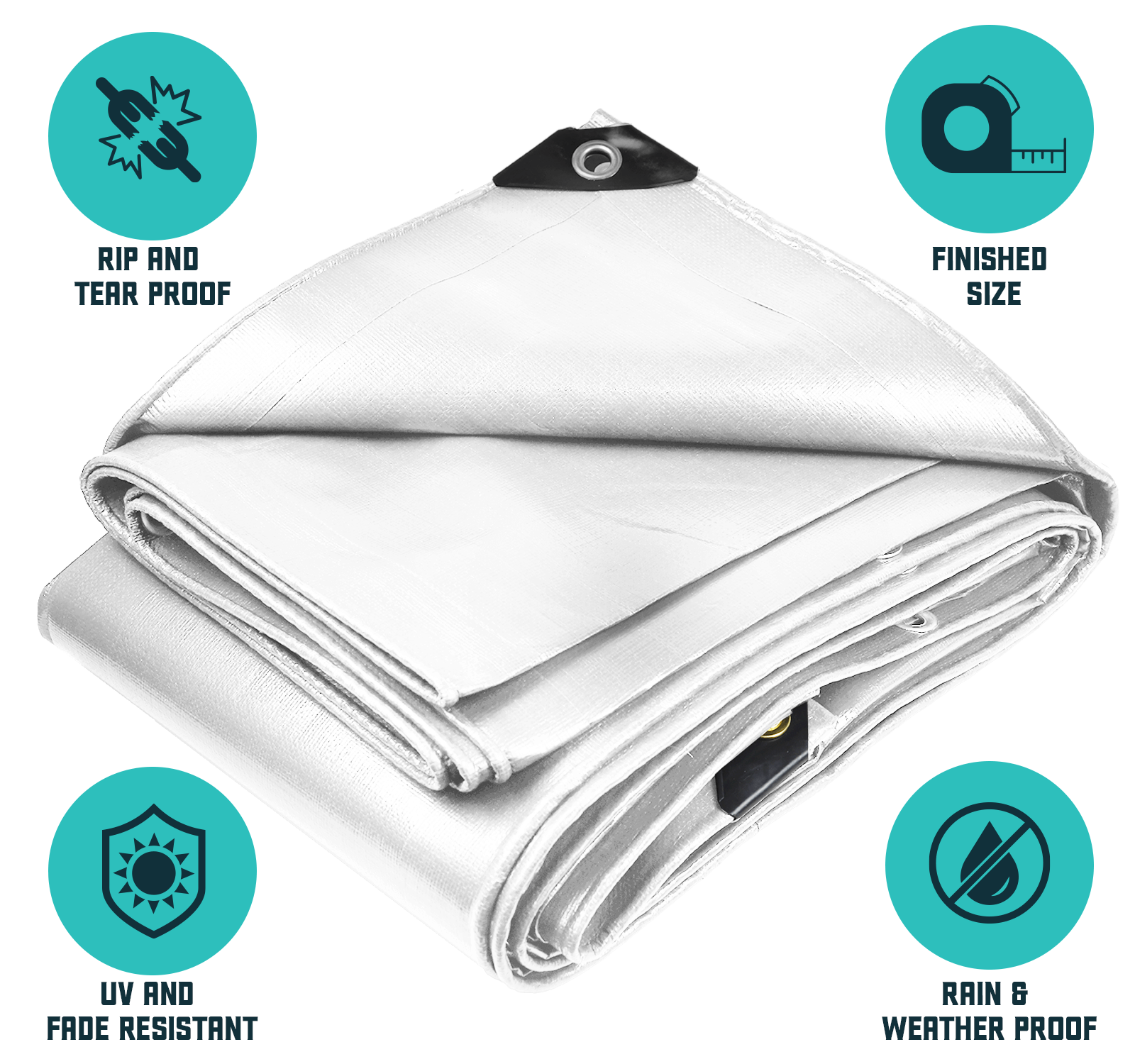 ripped tarp 16 Mil Heavy Duty Polyethylene Tarp, Waterproof, UV Resistant Core Tarps Color: White Overall Size: 25 ft. x 45 ft