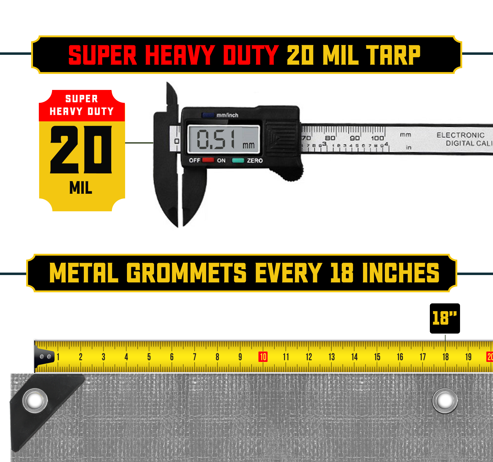 Core Tarps Extreme Heavy Duty Silver/Black 20 Mil Tarp. | Brix Tarps