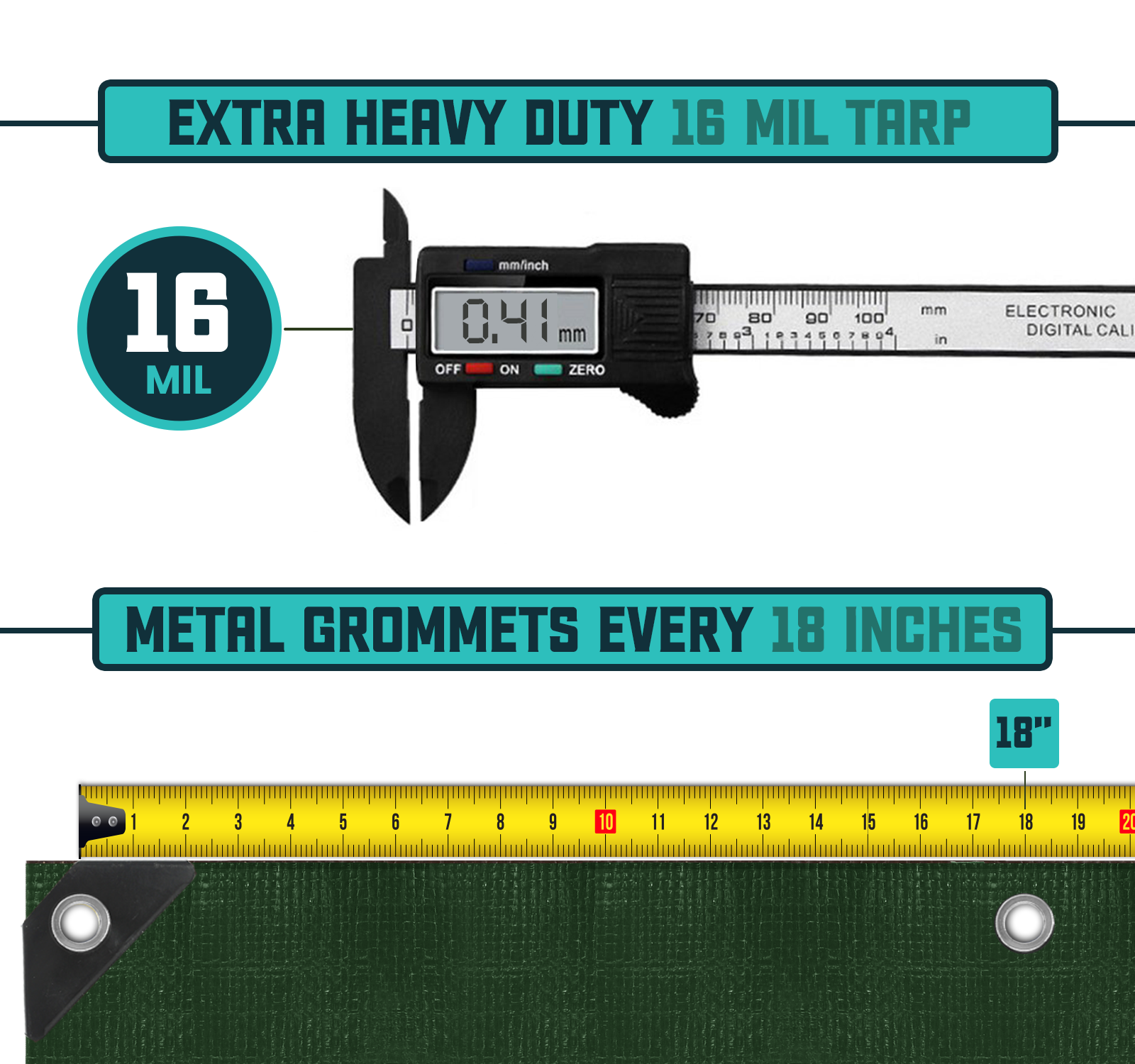 Core Tarps Extra Heavy Duty Green/Black 16 Mil Tarp. | Brix Tarps