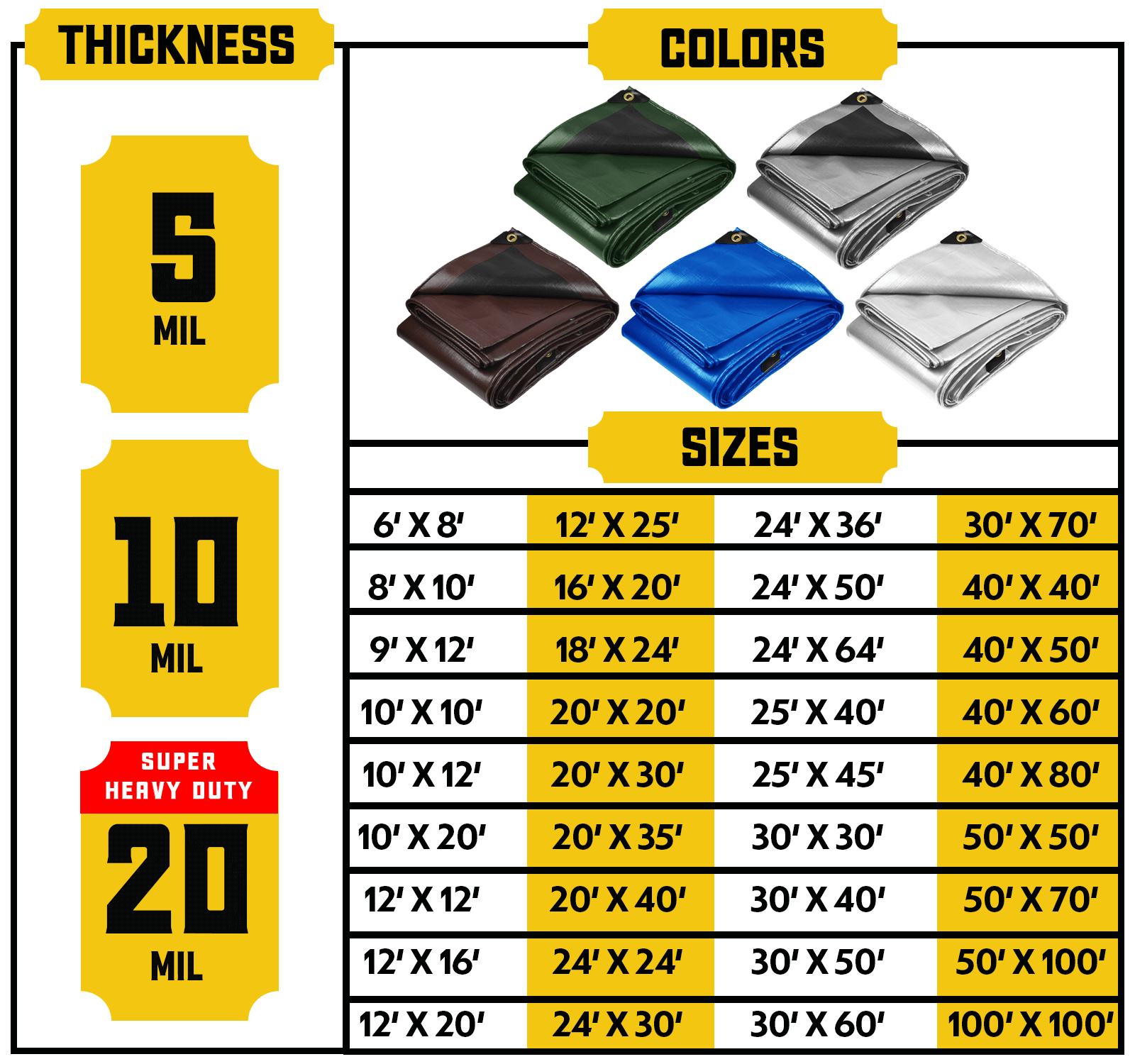 Core Tarps 30 ft. x 50 ft. Tarp, 10 Mil, White