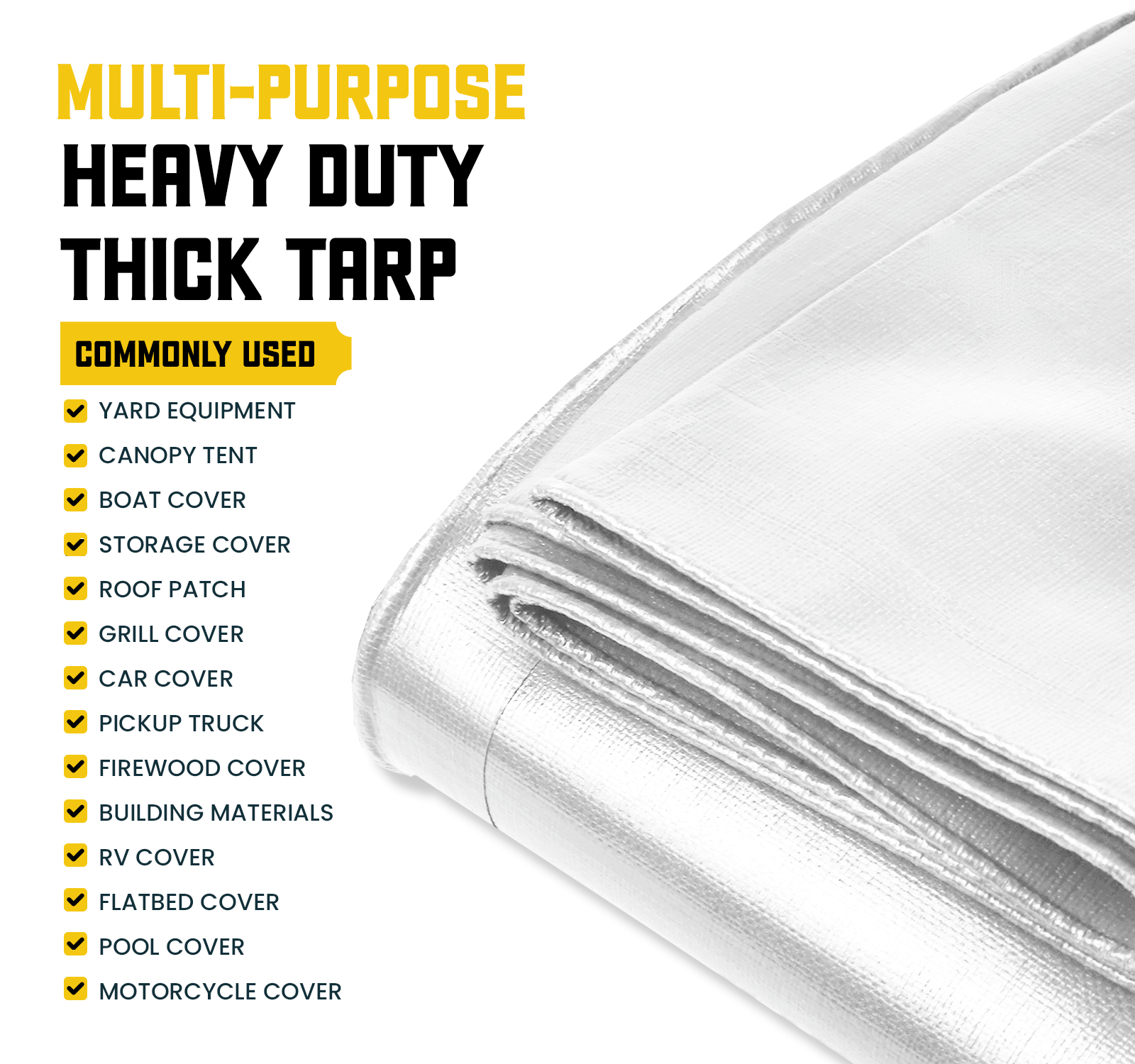 thickest tarps 20 Mil Heavy Duty Polyethylene Tarp, Waterproof, UV Resistant Core Tarps Color: White Overall Size: 20 ft. x 35 ft
