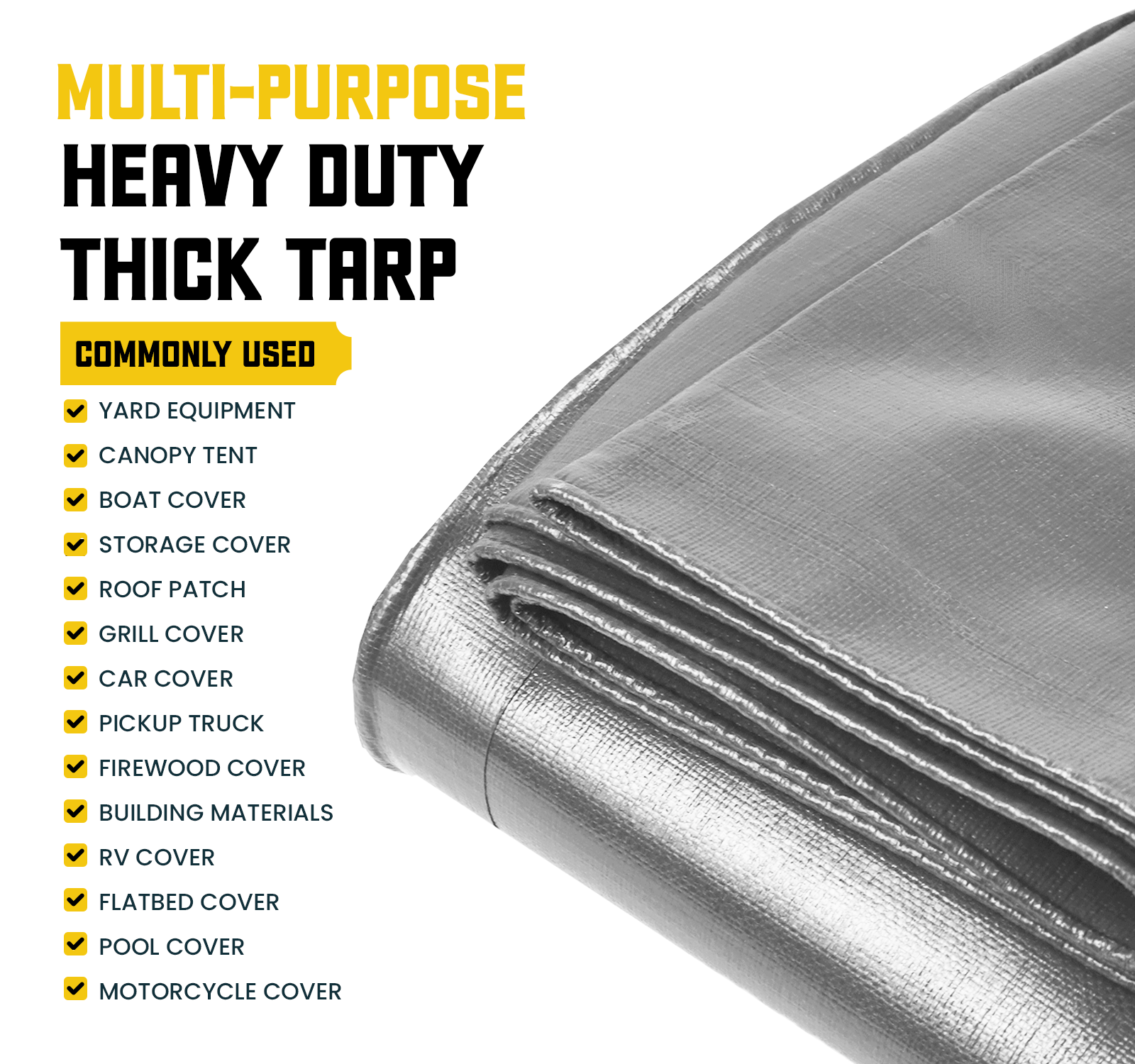 thick tarp Core Tarps 6 ft. x 8 ft. Tarp, 20 Mil, Silver/Black