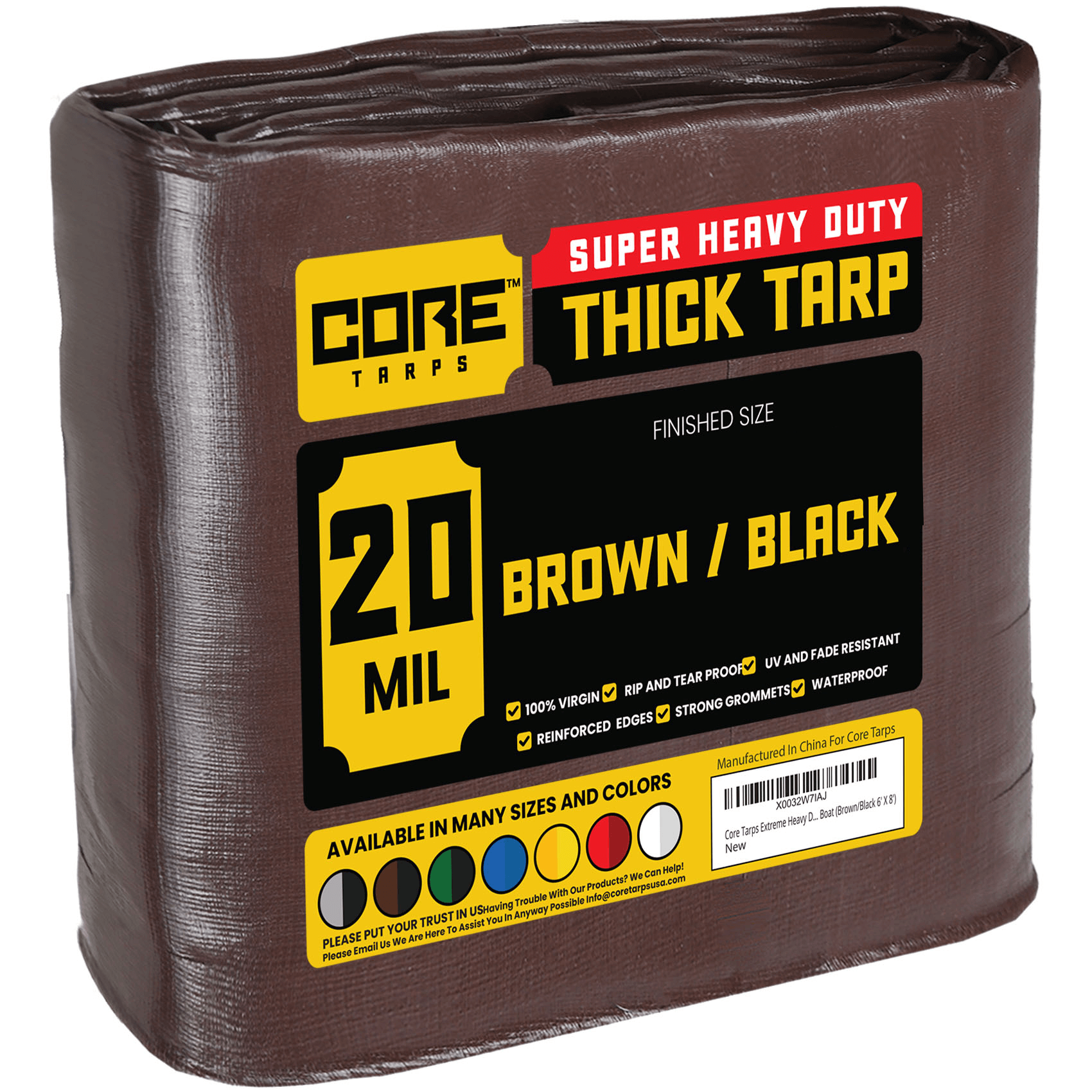 Core Tarps Extreme Heavy Duty Brown/Black 20 Mil Tarp. | Brix Tarps