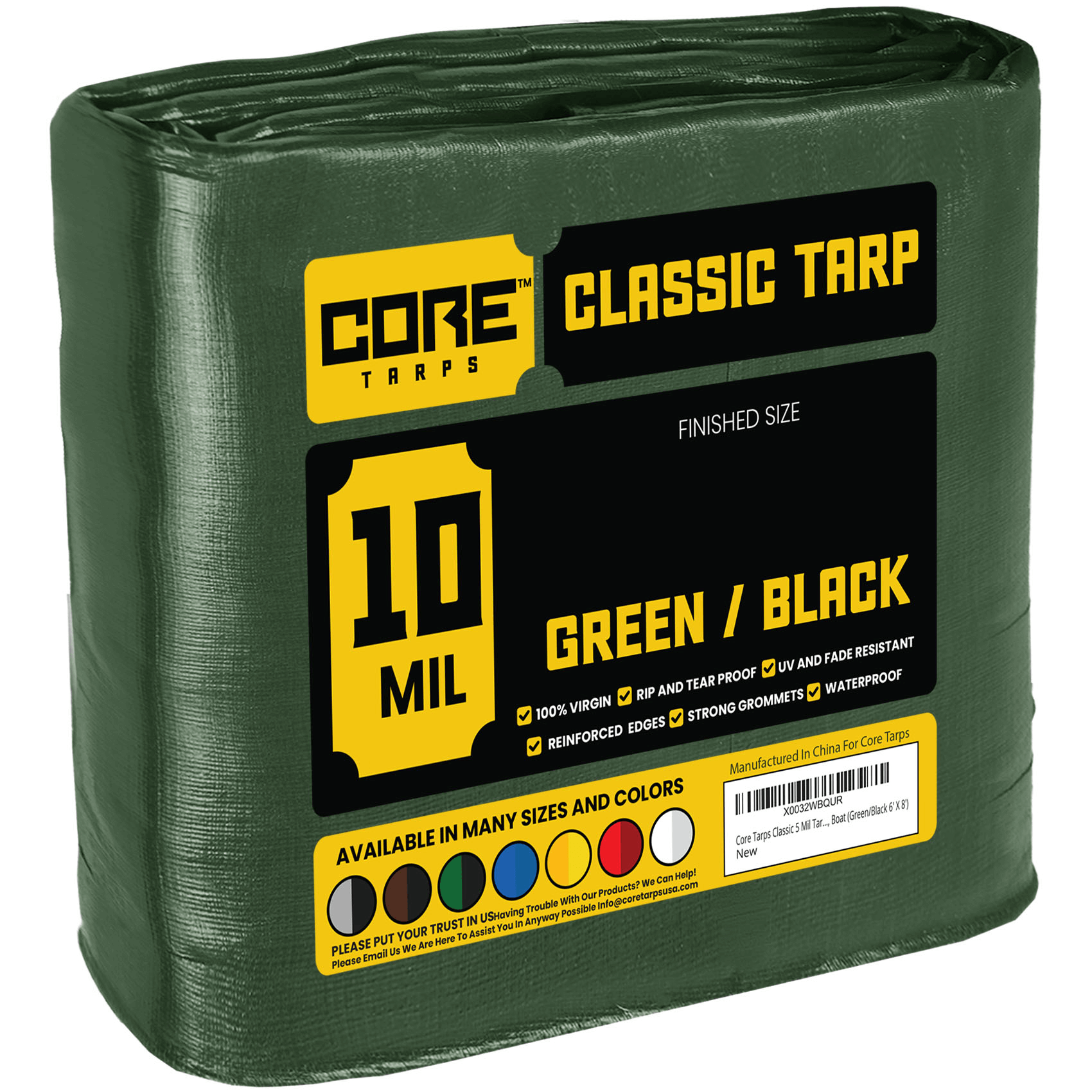 Core Tarps Heavy Duty Green/Black 10 Mil Tarp. | Brix Tarps