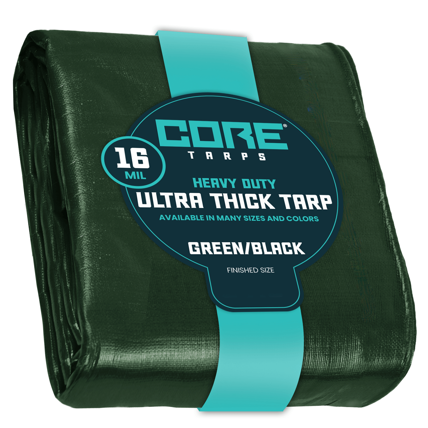 Core Tarps 20 ft. x 30 ft. Green/Black 16 Mil Heavy Duty Polyethylene Tarp, Waterproof, UV Resistant, Rip and Tear Proof