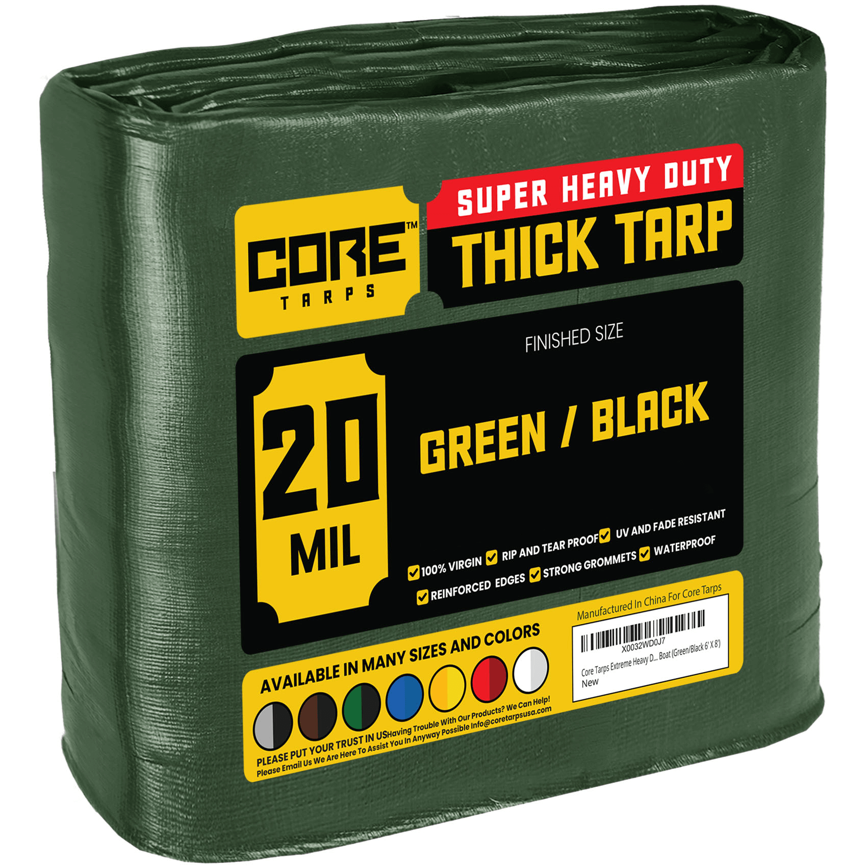 Core Tarps Extreme Heavy Duty Green/Black 20 Mil Tarp. | Brix Tarps