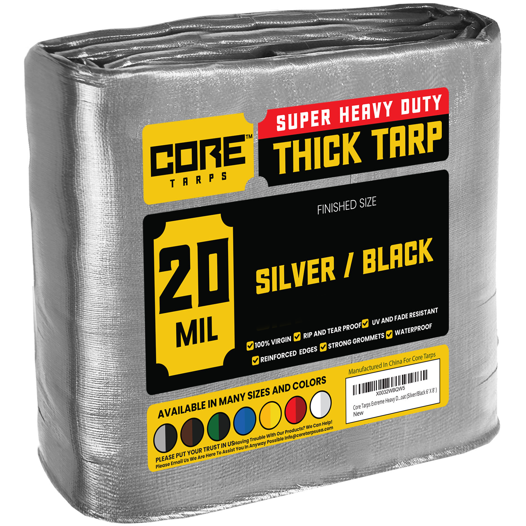 Core Tarps Extreme Heavy Duty Silver/Black 20 Mil Tarp. | Brix Tarps